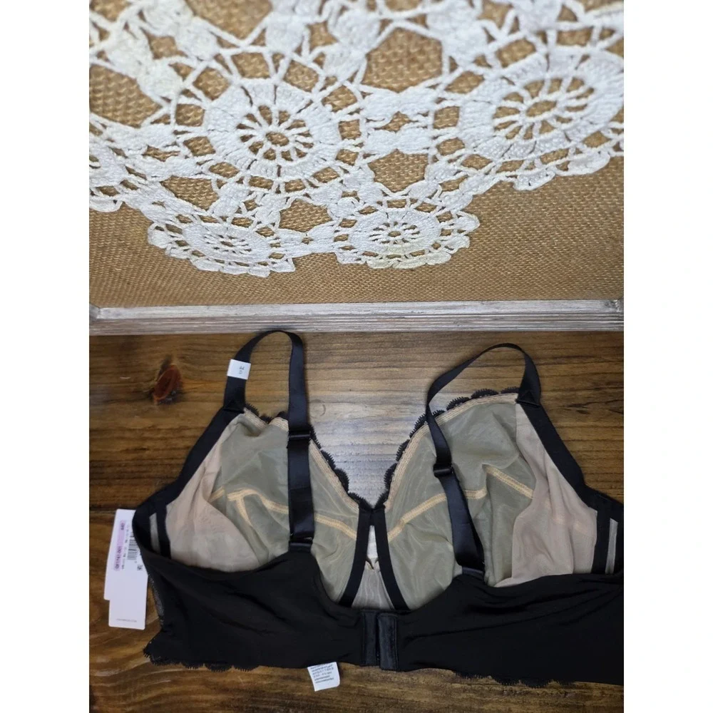 44D Calvin Klein Womens Seductive Comfort Full Coverage Unlined Black Lace Bra